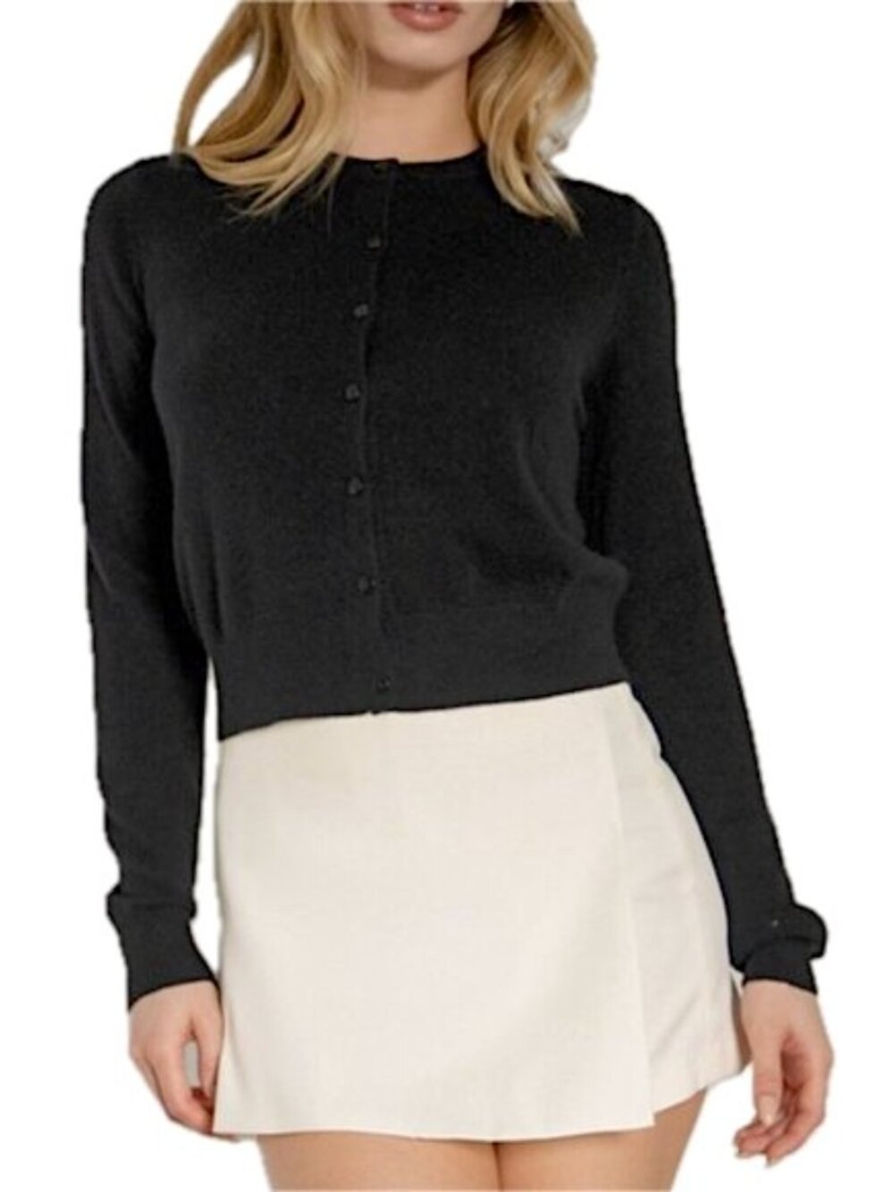 House of Harlow 1960 Cashmere Crew Neck Black Women's S Cardigan Sweater NWT